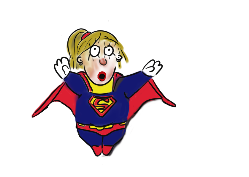 Cartoon-Figur Superwomen fliegend
